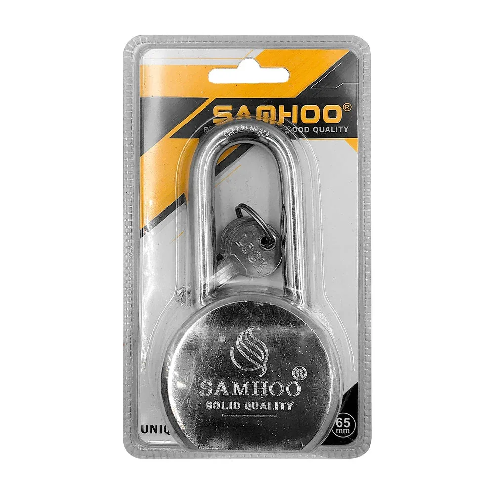 Candado metálico samhoo de gancho alto, 65mm + juego de 3 llaves / suo-93