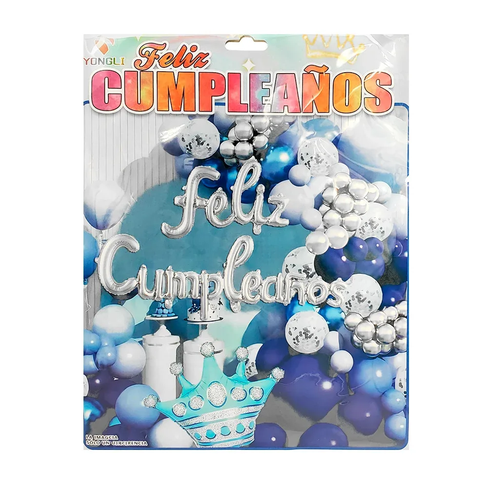Set de globos decorativos con 54 pcs en tonos azules metálicos y azul pastel