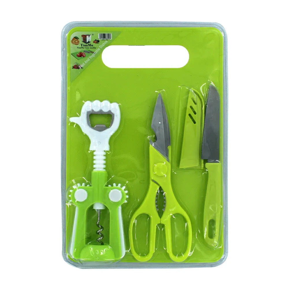 Set de utensilios para cocina / tijeras + cuchillo + destapador