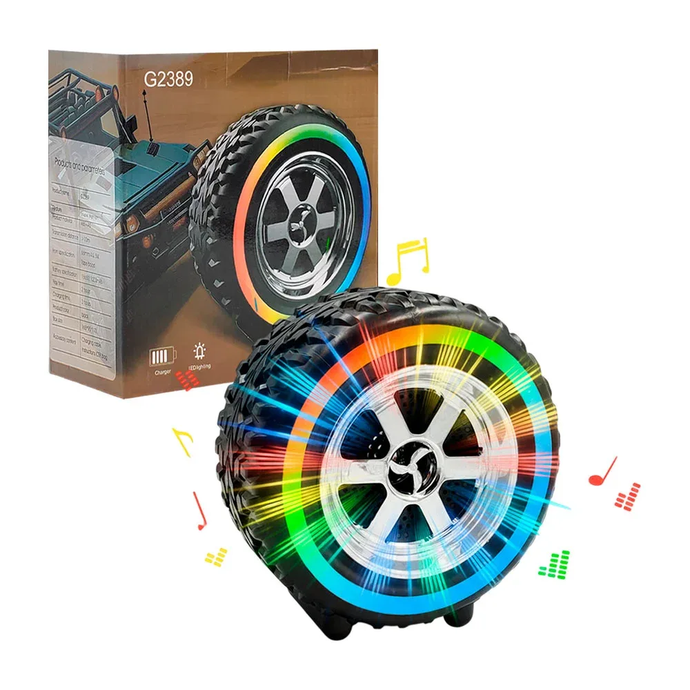 Bocina inalámbrica en forma de llanta, portátil con luz rgb, pequeña / xm-7137