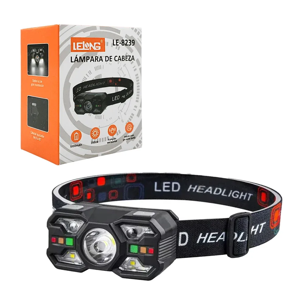 Lámpara tipo minero con doble luz led, sensor por gesto + banda ajustable
