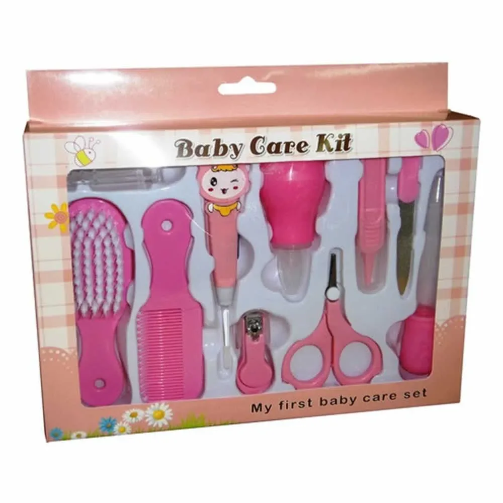 Kit con 10 accesorios de higiene para bebé color azul / rosa 11378