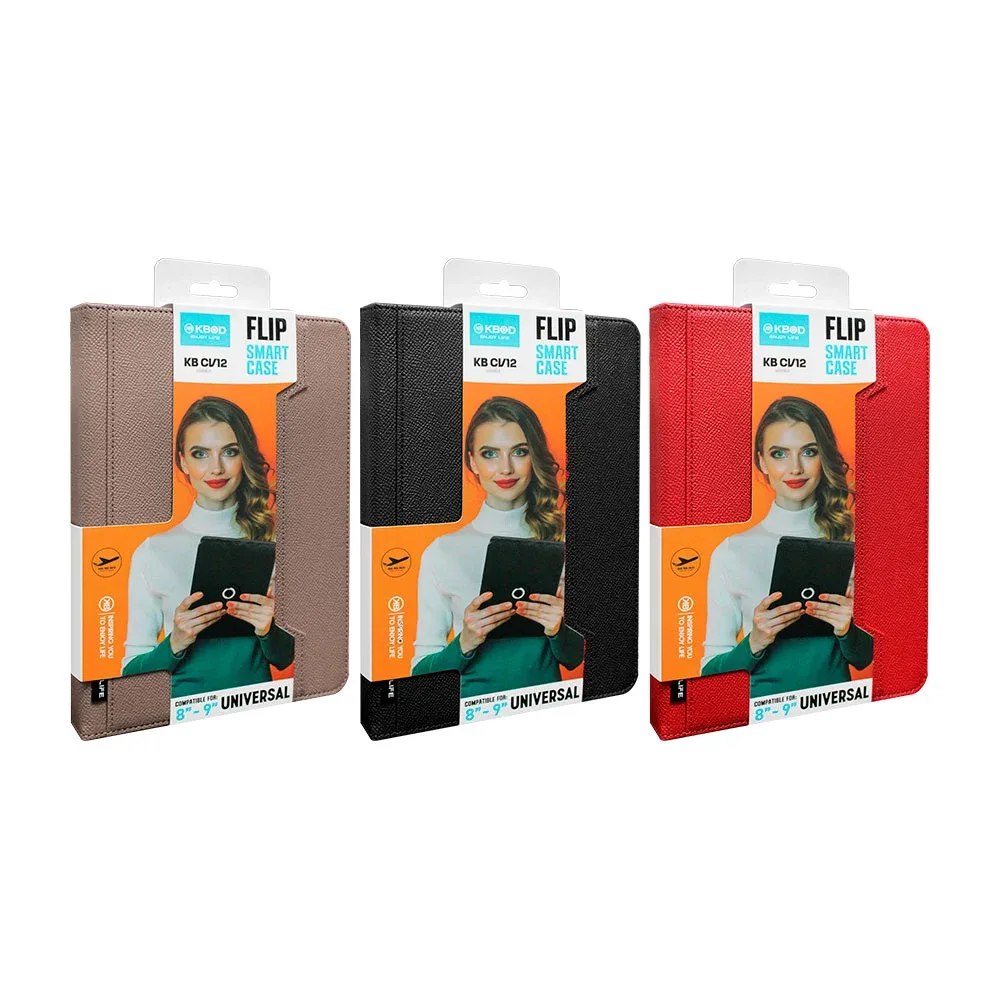 Funda de cuero sintético para tablets 8-9in ajustable y rotable colores varios