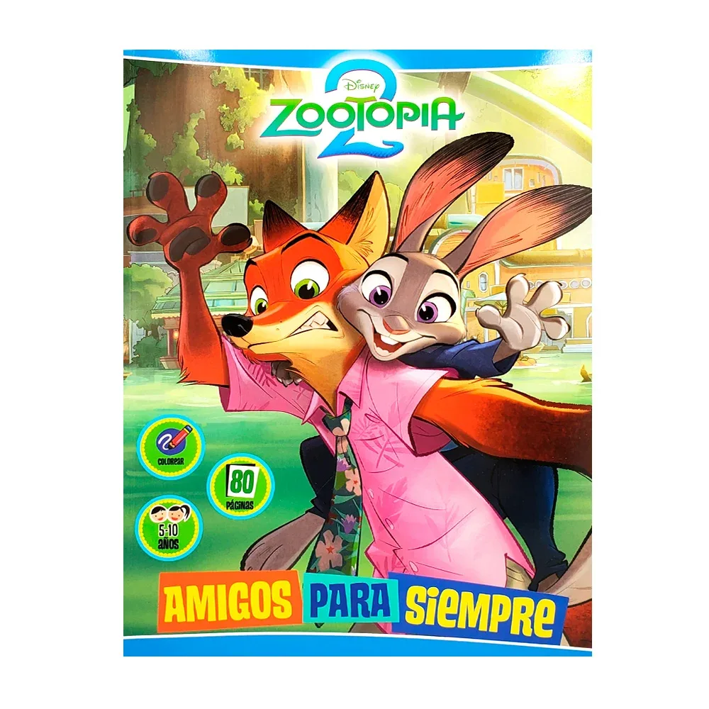Libro para colorear chico interactivo de zootopia 2 con 80 páginas