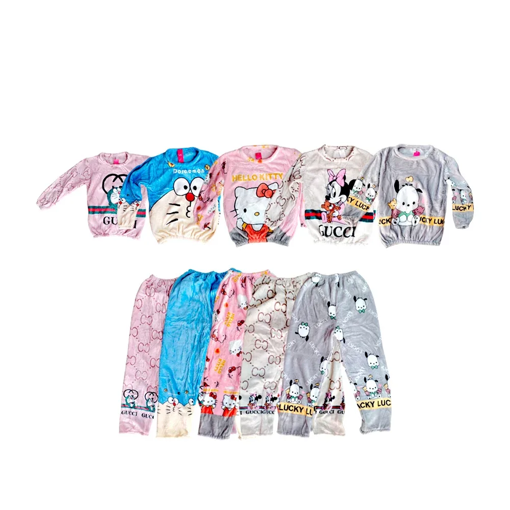 Conjunto de pijama afelpada de 2 piezas para adulto, pantalón y camisa de manga larga con diseño de personajes animados, variedad de modelos / leisure wear / chaolijindielan / lu7028