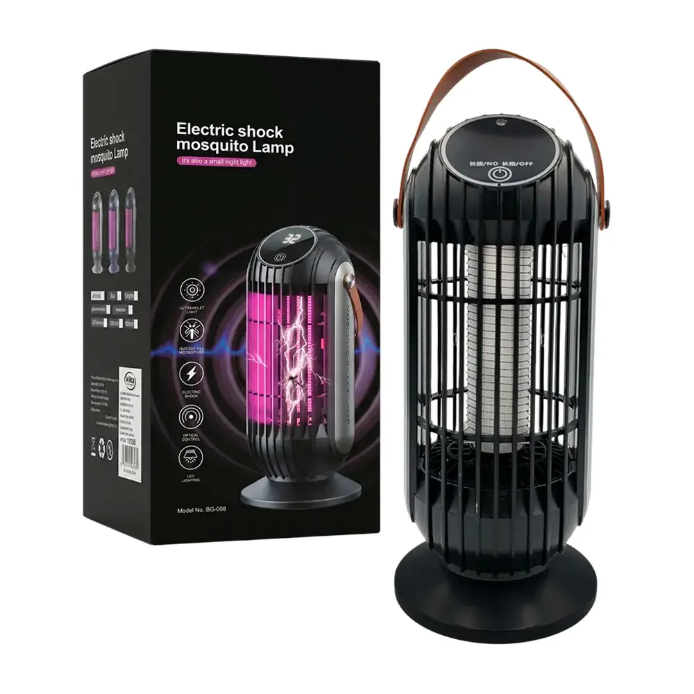 Lámpara eléctrica mata mosquitos de 25cm, luz led, botón touch, panel led + asa