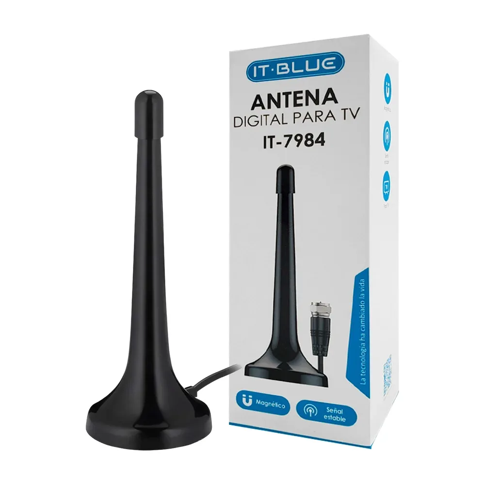 Antena digital para tv, magnética, señal estable con conector f macho