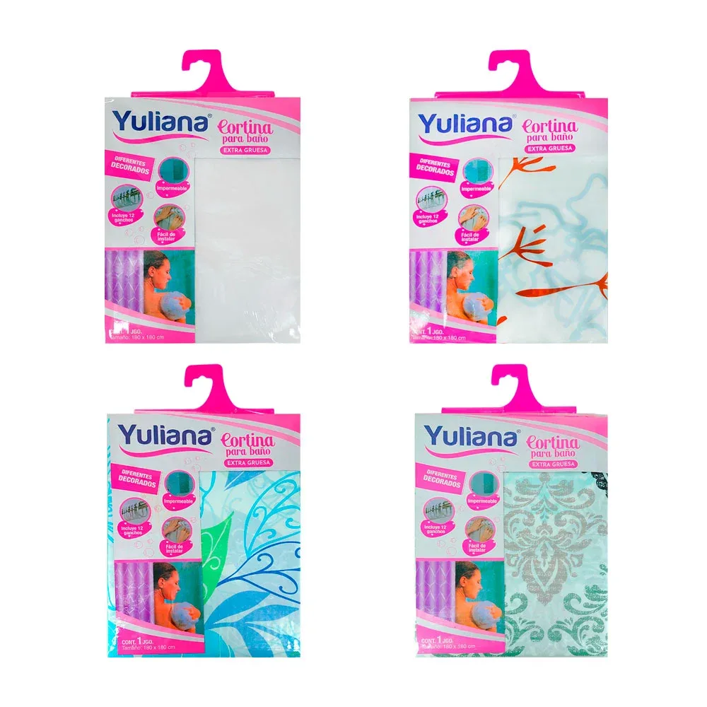 Cortina de plástico extra gruesa con aros para el baño, variedad de estampados