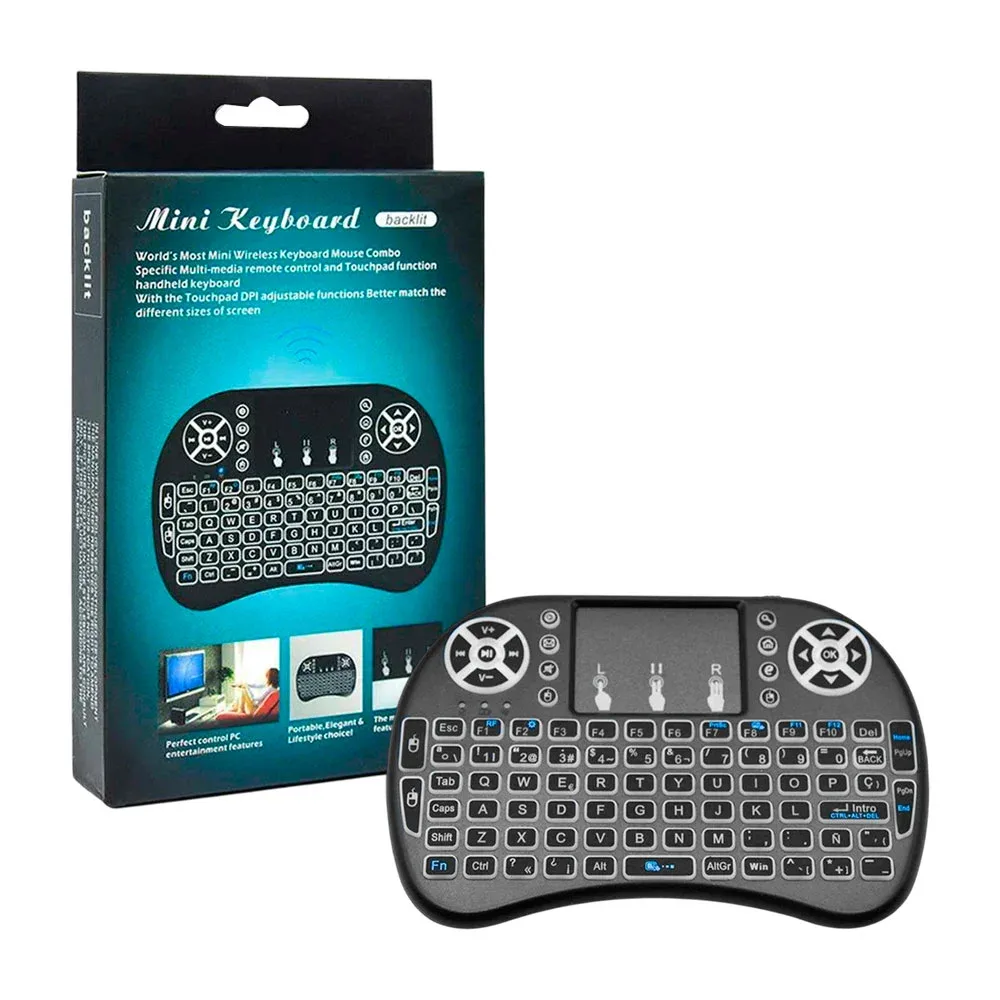 Mini teclado inalámbrico con mouse táctil, dpi ajustable y luces rgb, compatible con smart tv / jp-9101