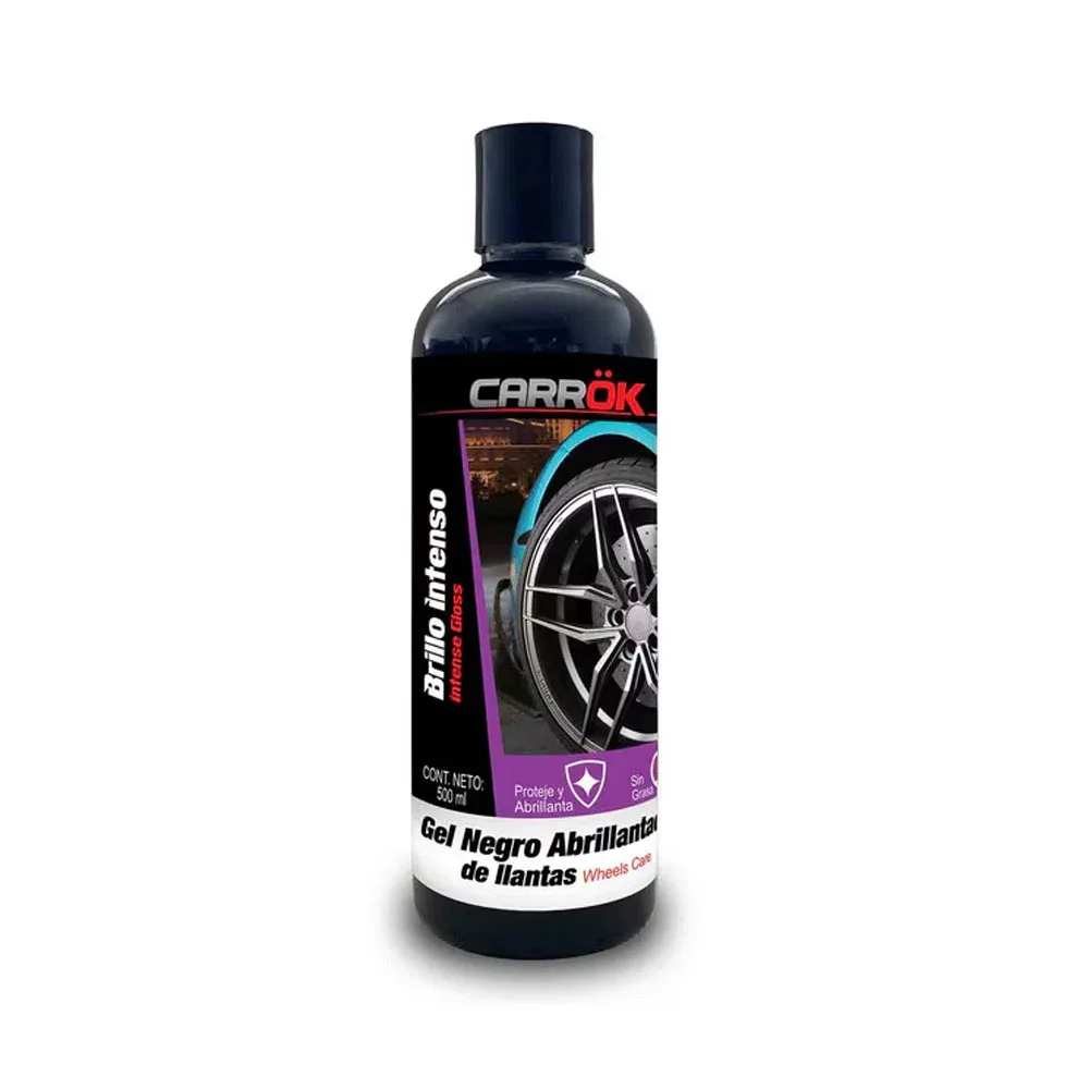 Gel negro abrillantador de llantas carrok de fácil aplicación y larga duración, 500ml / 127421