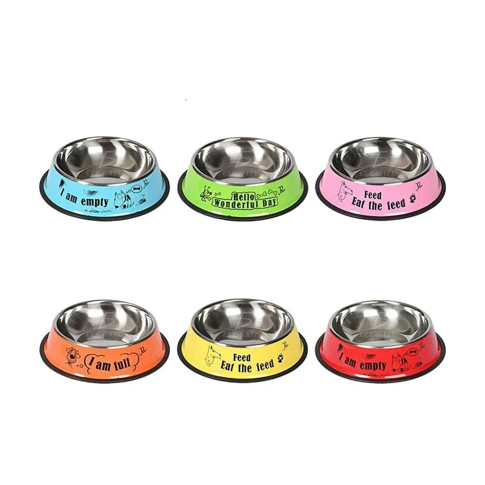 Plato grande ele-gate de acero inoxidable 30cm para mascotas, variedad de colores / mas.32.l