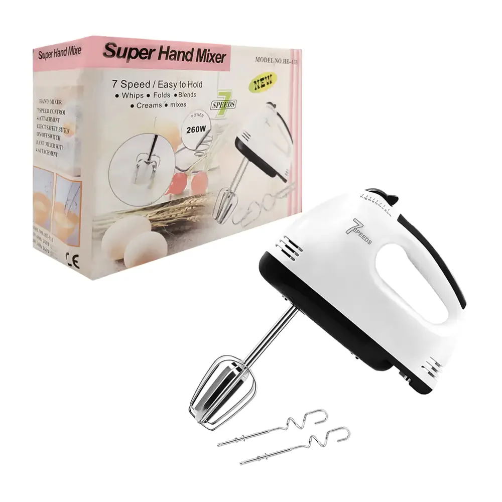 Batidora de mano eléctrica de 260w super hand mixer con 7 velocidades
