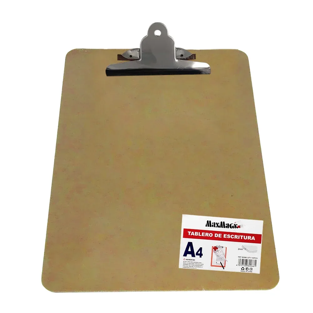 Tabla portadocumentos a4 con sujetador metálico y medida de 32x23cm / 80065