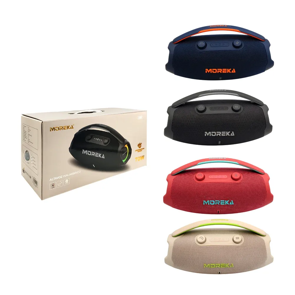 Bocina inalámbrica moreka, ovalada con sonido 360 envolvente y potencia de 70w