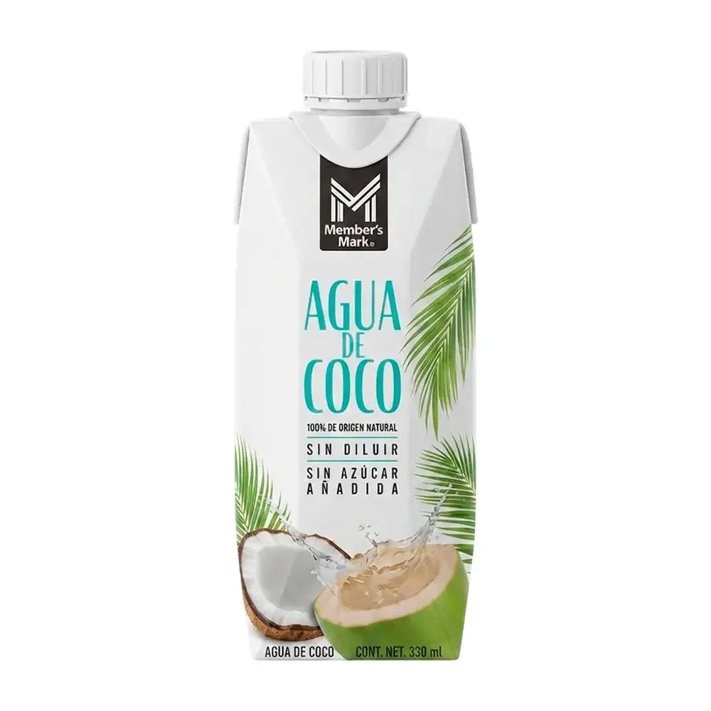 1pza Agua de coco member´s mark natural de 330ml