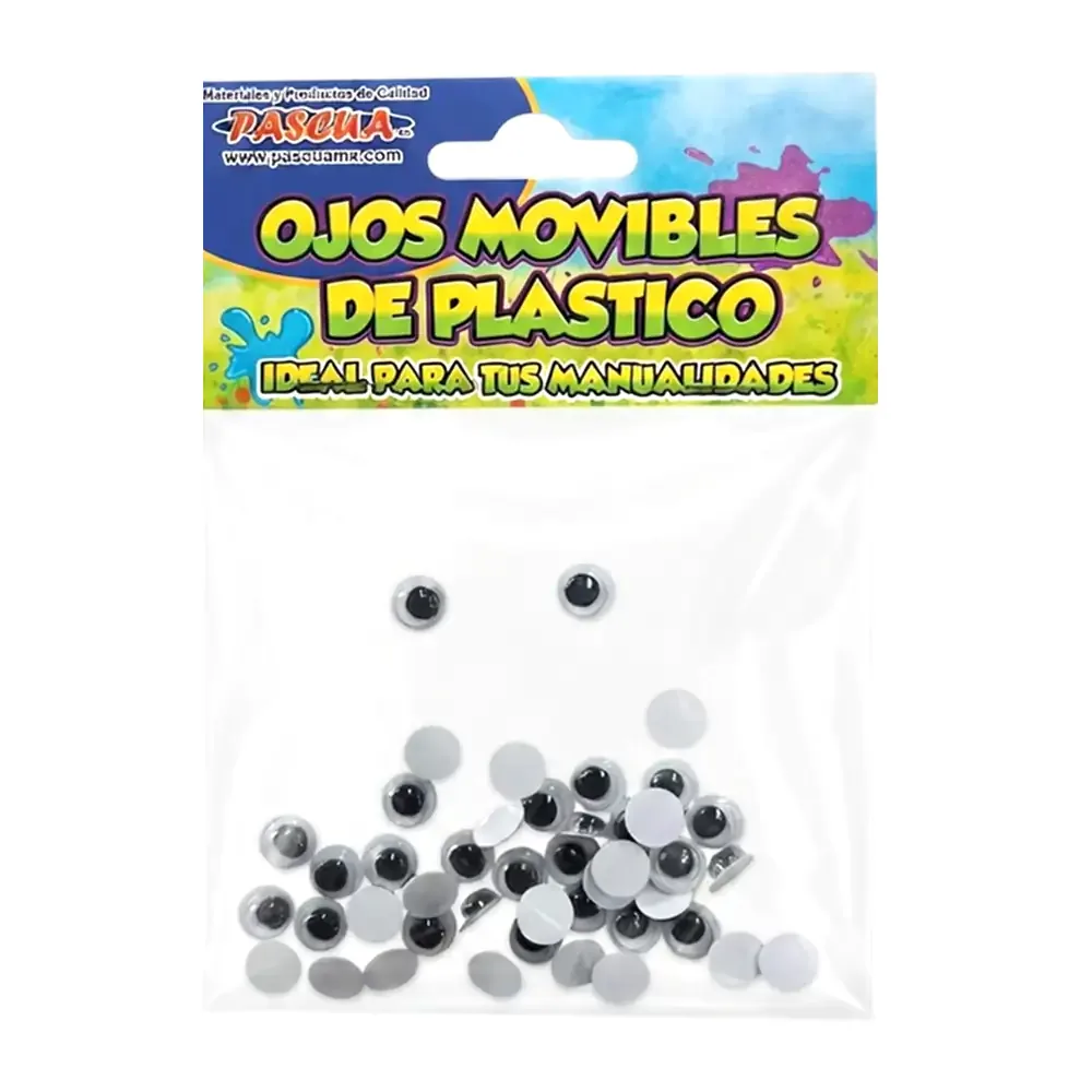 Paquete con 50 ojos movibles pascua de plástico, 8mm