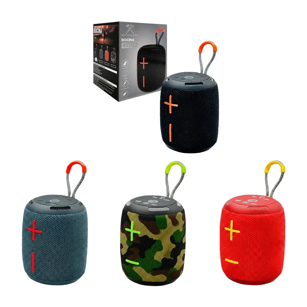 Bocina pequeña cilíndrica, inalámbrica, puerto auxiliar, usb y tf, sonido 360