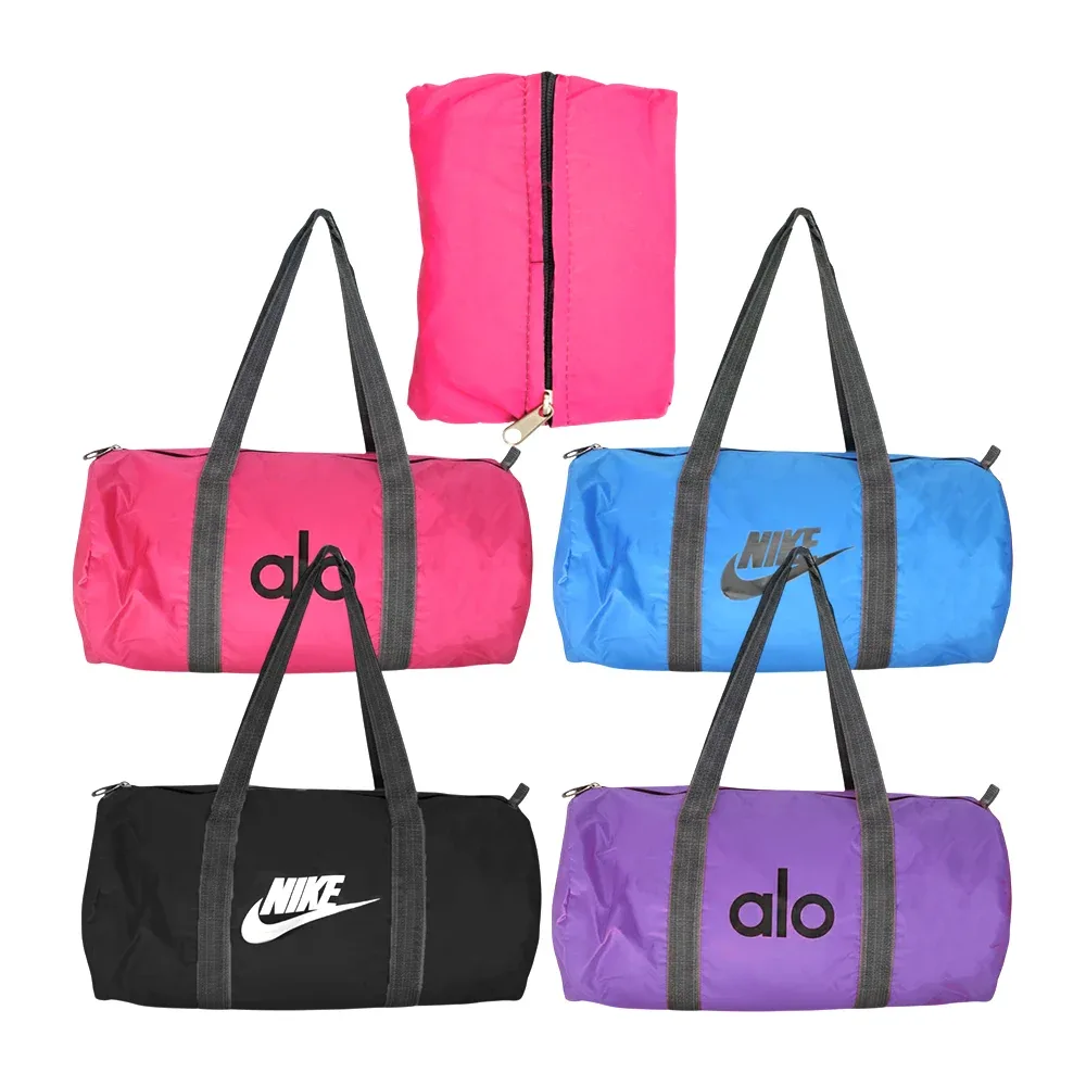 Bolsa deportiva de tela impermeable, 2 compartimentos y estampado de marca