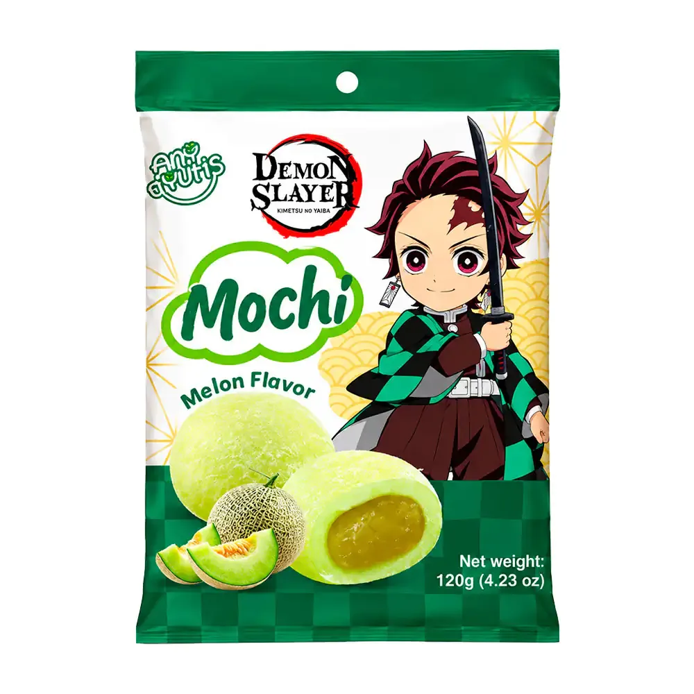 1pza bolsa de mochi, dulce de arroz con relleno sabor melón, temática de tanjiro, 120g / 896654