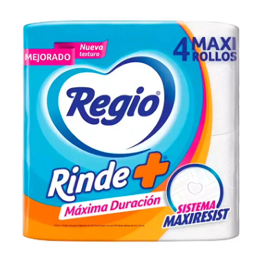 Paquete con 4 rollos de papel higiénico regio rinde más / 619233