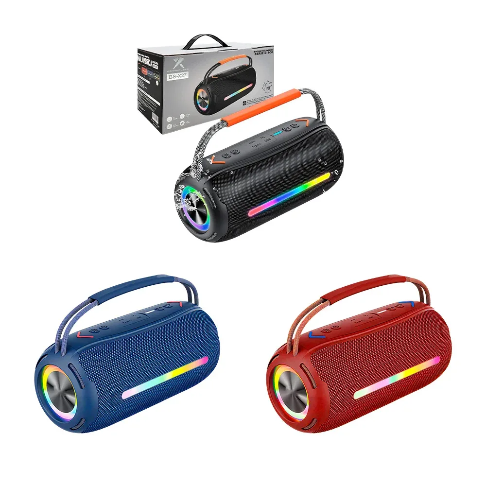 Bocina inalámbrica serie disco, cilíndrica, puerto tf, auxiliar y usb + luz rgb