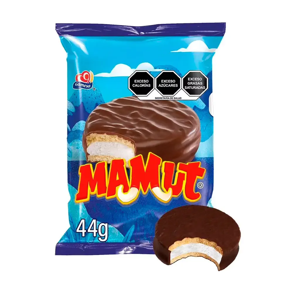 1pz galleta mamut gamesa, malvavisco con galleta cubierta de chocolate, 44g / 651375