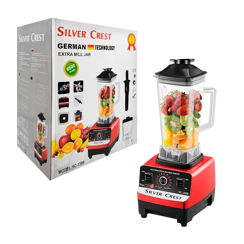 Licuadora de plástico silver crest, capacidad de 2.0L + exprimidor y molinillo