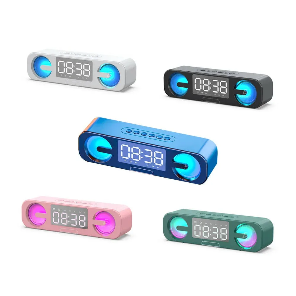 Reloj despertador bocina bluetooth ele-gate con luz y ranura para micro sd, variedad de colores / bc.s7