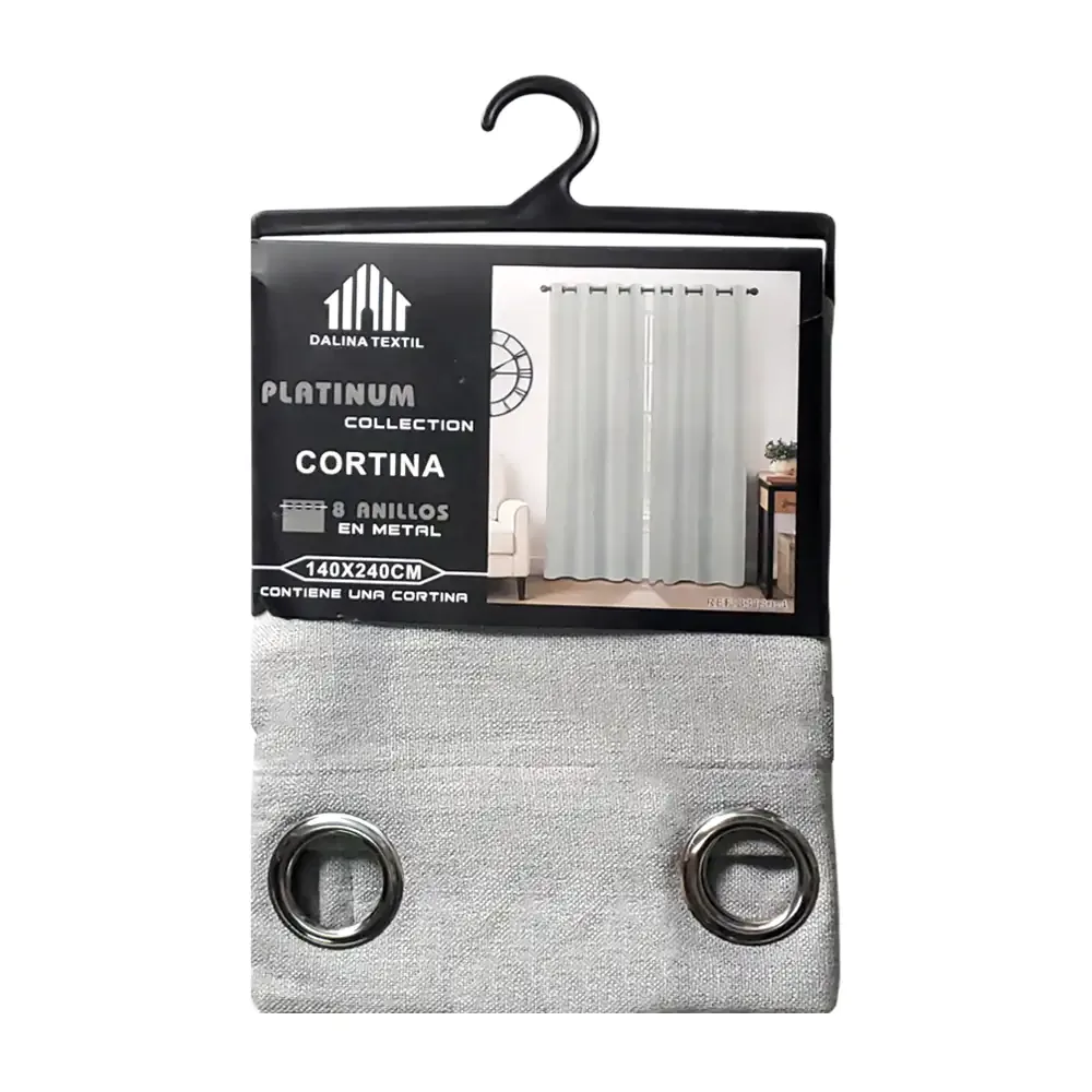Cortina de tela gruesa color gris con diseño liso, 140x240cm / 83139-4
