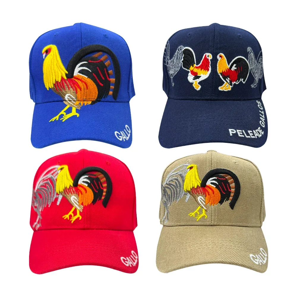 Gorra cachucha unisex con bordados de gallos, variedad de colores y diseños / fecp-20120103