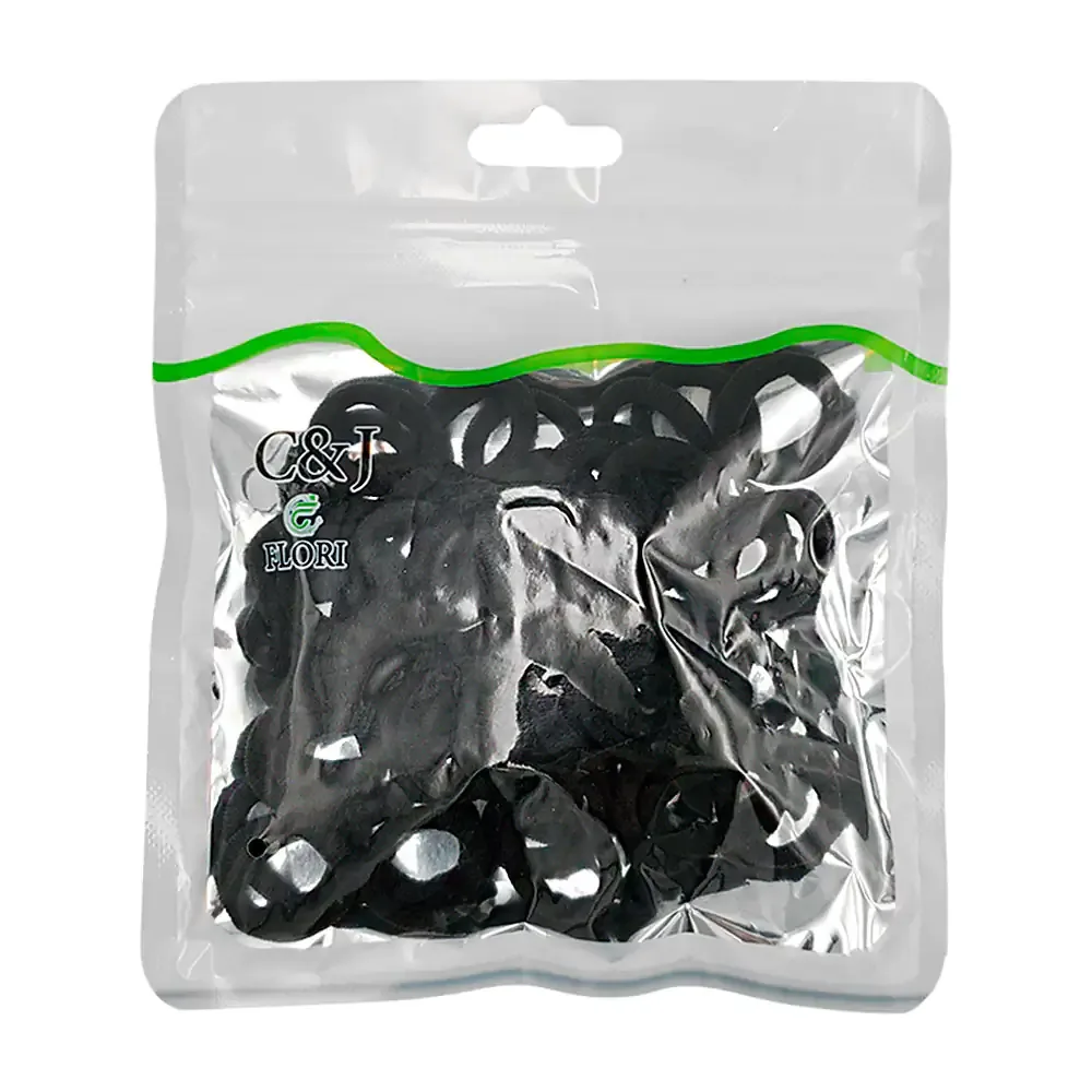 Paquete c&j flori con 50 mini dona ligas de tela para el cabello