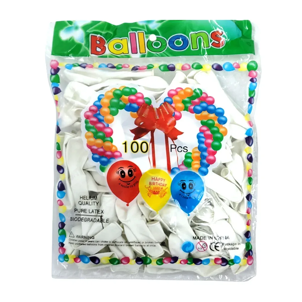Paquete con 100 globos de látex de 5 pulgadas en color blanco / 662329-2