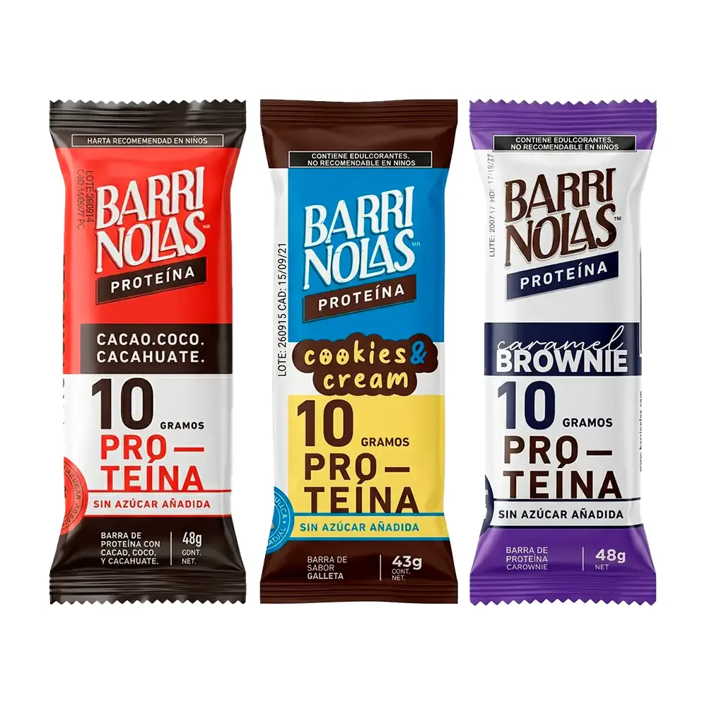 1pza Barra barrinolas con 10g de proteína sin azúcar añadida, 48g, variedad