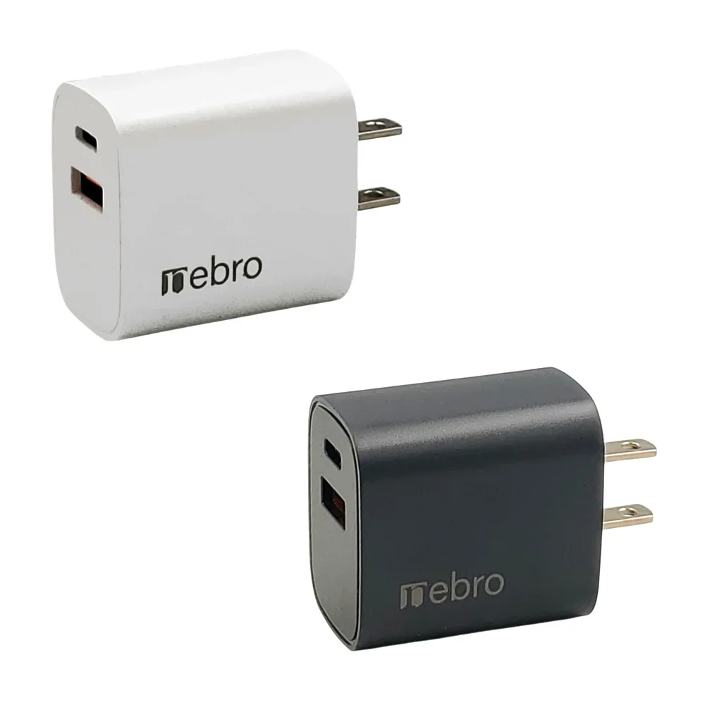 1pz cubo cargador nebro, carga rápida 12w con doble puerto usb y usb-c, surtido