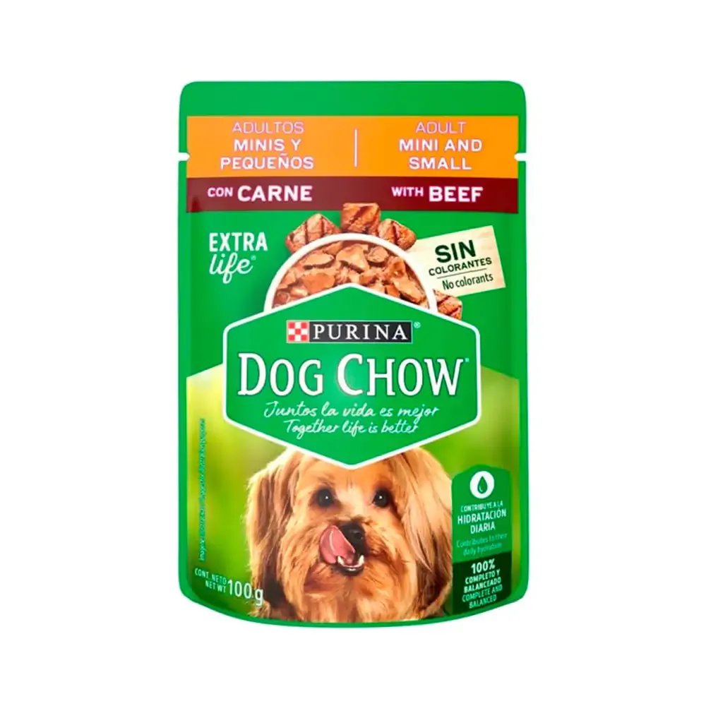 1pz alimento húmedo para perros, purina dog chow sabor carne, adultos razas pequeñas, 100g / dog-carne