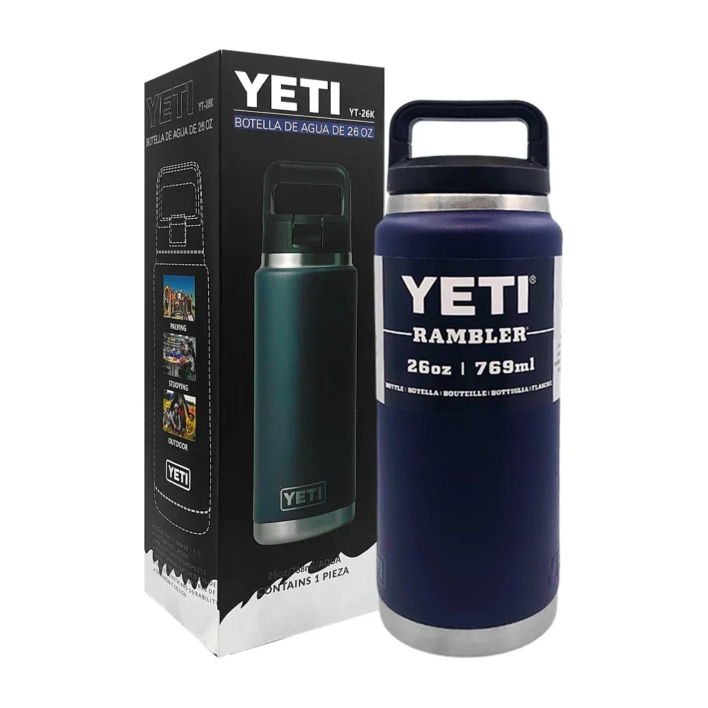 Termo liso de acero inoxidable con asa agarradera y capacidad de 26oz - 738ml, variedad de colores
