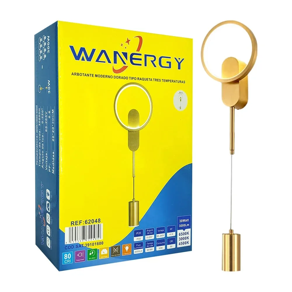 Lámpara arbotante moderna wanergy tipo raqueta con 3 modos de luz / 620489