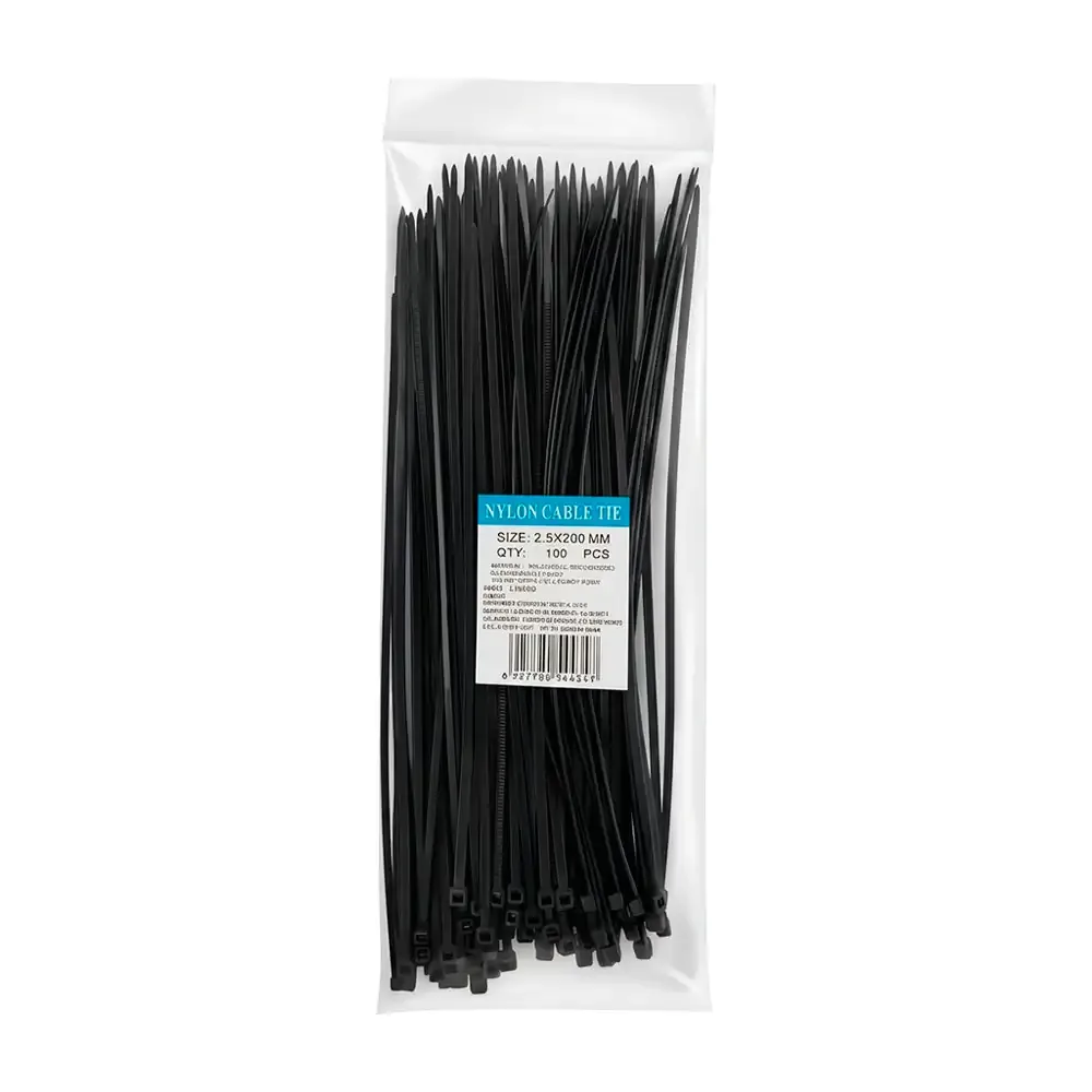 Paquete con 100 cinchos de nylon en color negro, 2.5x200mm / e4434