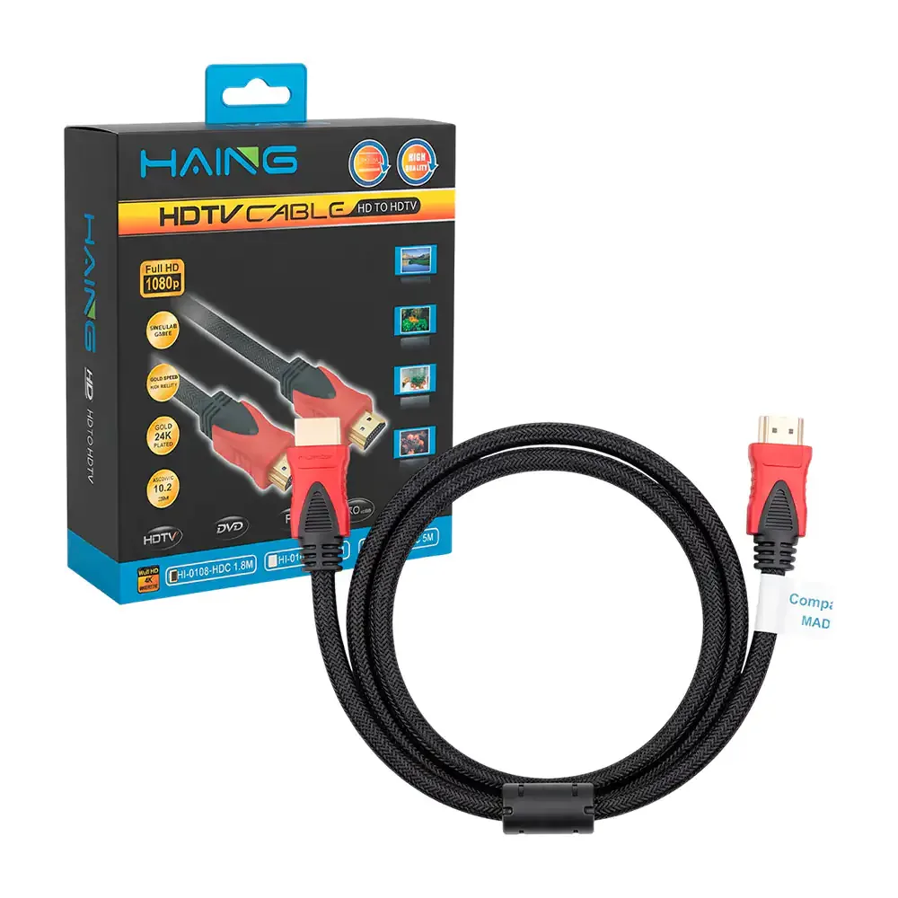 Cable hdmi de alta velocidad haing resolución hd 1080p / hi-0108-hdc
