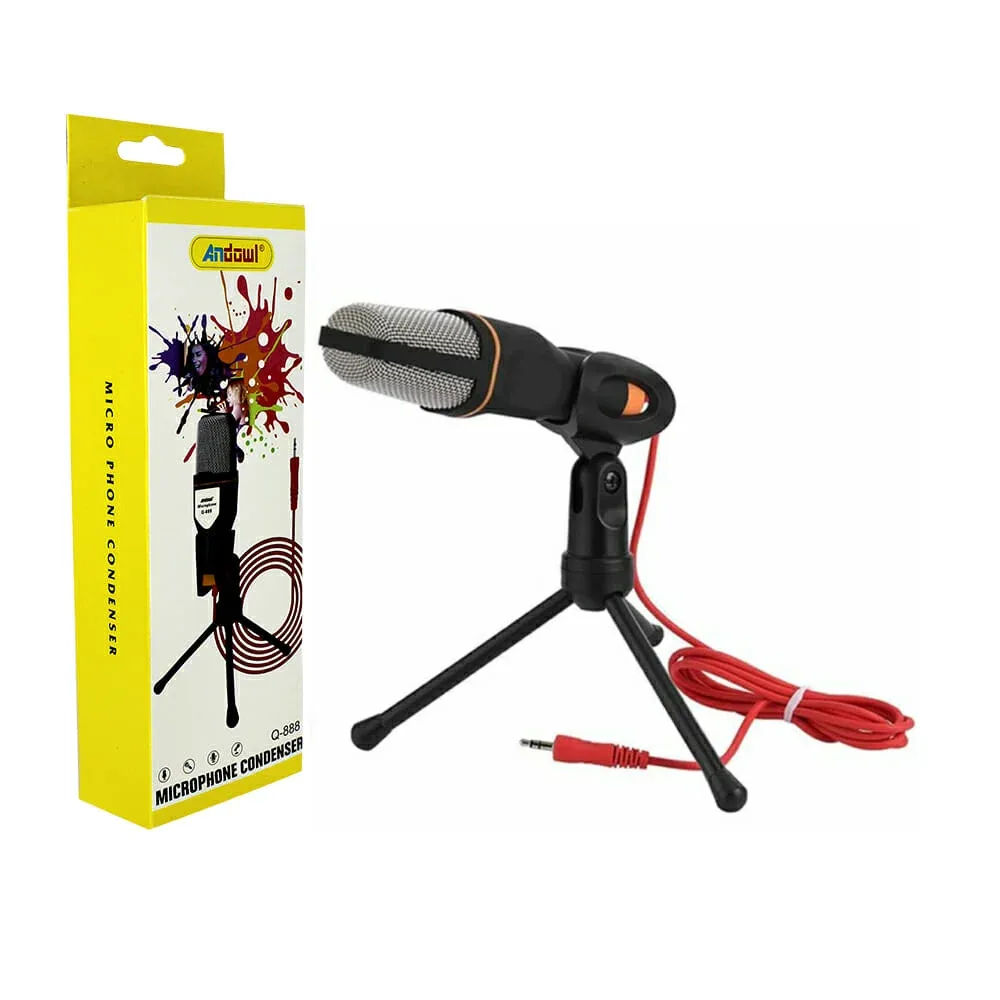 Micrófono condensador andowl con tripie para estudio profesional