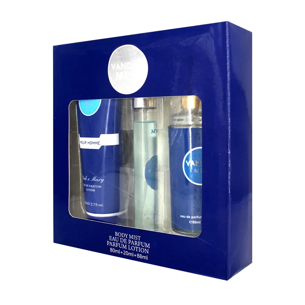 Caja con 3 lociones para el cuerpo en perfume, crema y agua de 80, 20 y 88ml, vandan men / 2266-14