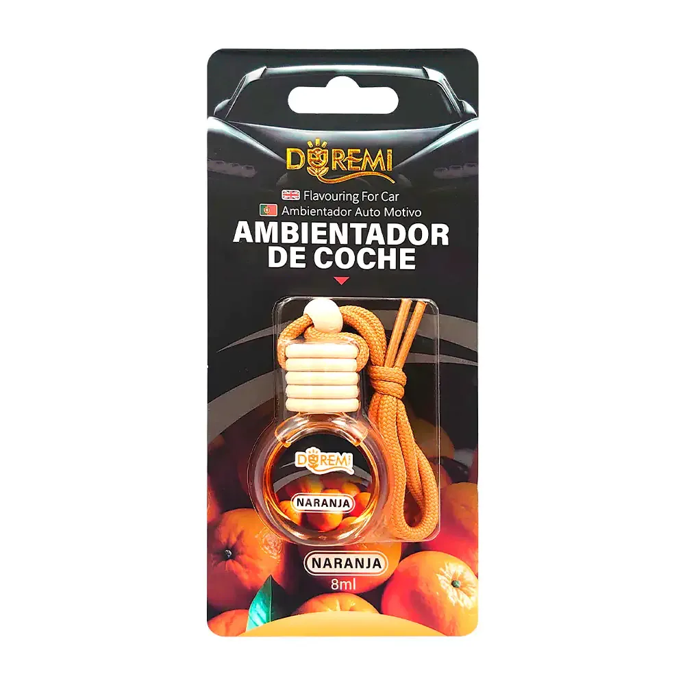 Aromatizante - ambientador de coche en frasco con cordón para colgar, 8ml, aroma naranja