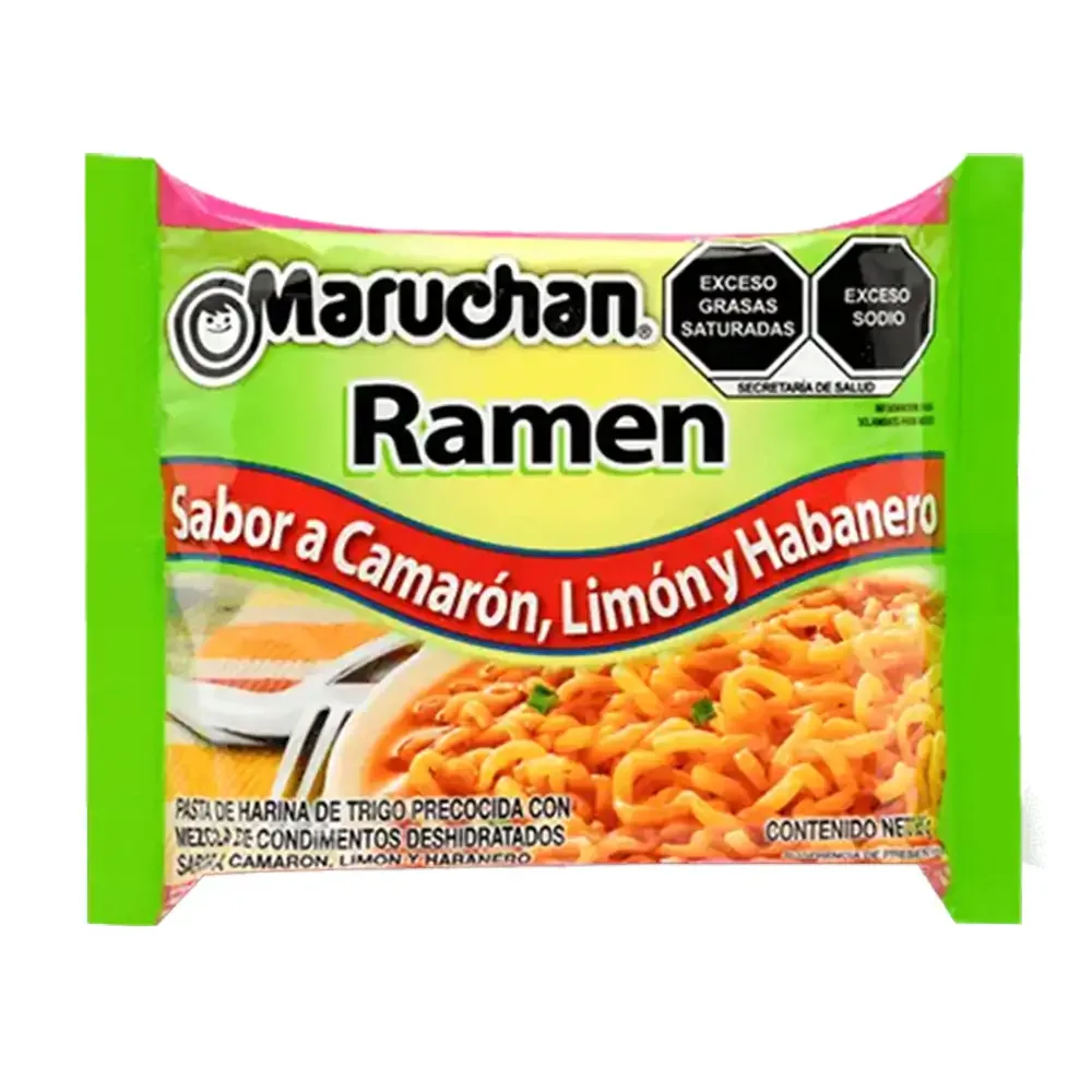 Sopa instantánea maruchan ramen sabor camarón, limón y habanero, 85g / 002960