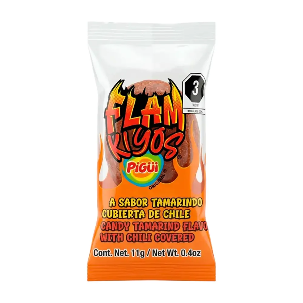 1pza Dulce flam kiyos sabor tamarindo cubierto de chile, 11g