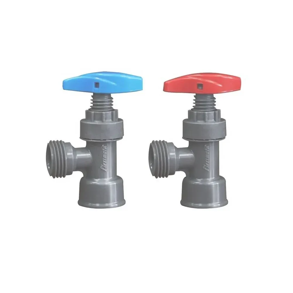 Juego de válvula angular de 1/2 x 1/2 pulgada en color gris para agua caliente y fría / fleximatic / 2471 c/f