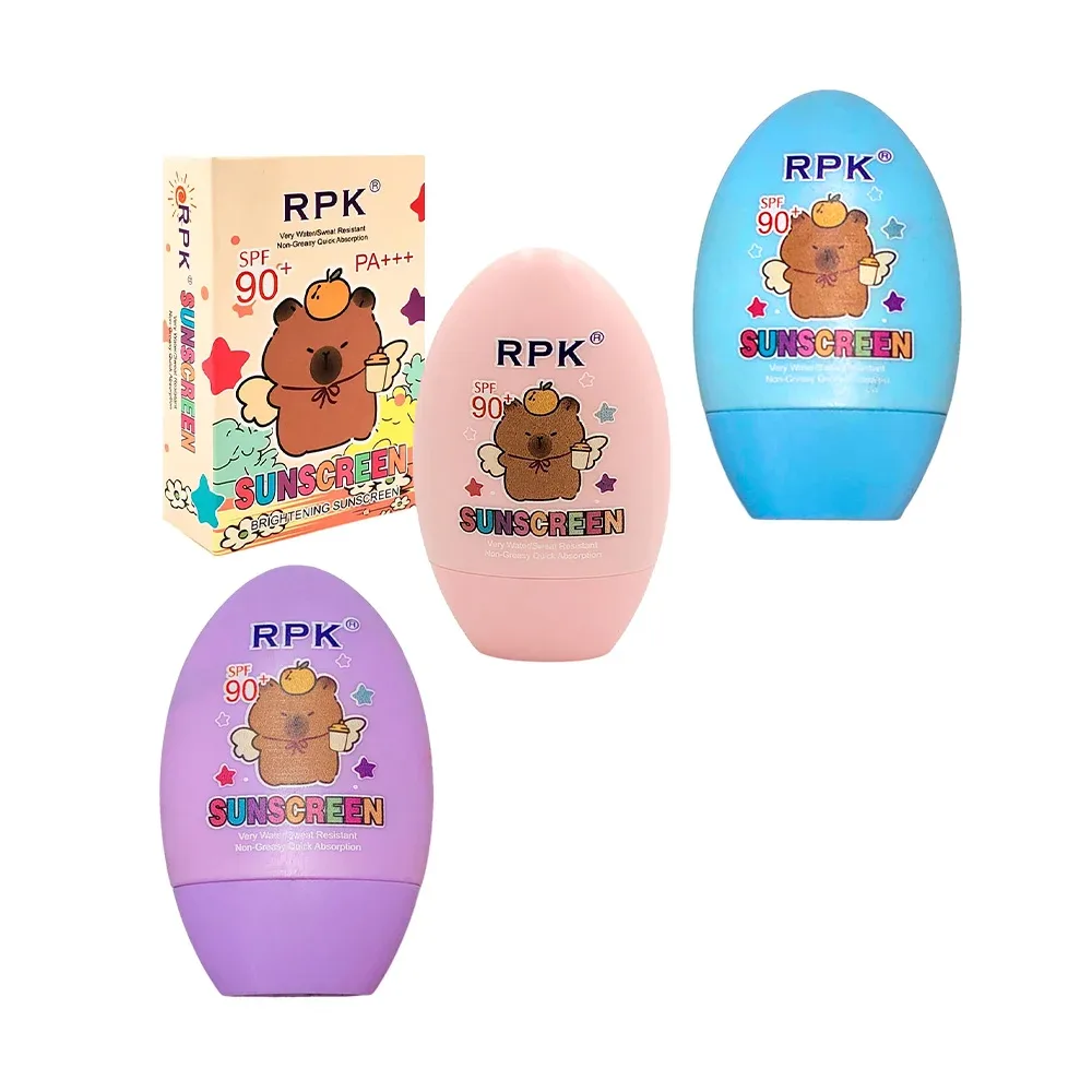 Bloqueador - protector solar en crema, spf 90+ estampado de capibara / 1520c