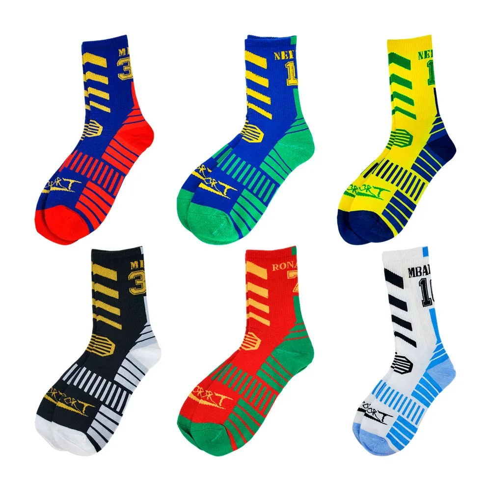 Par de calcetines deportivos con estampado de futbol club, variedad de diseños
