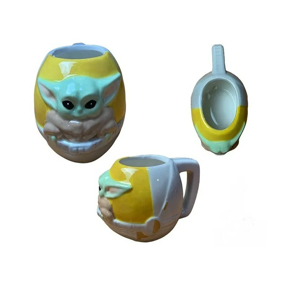 Taza de cerámica 3d con diseño de yoda / star wars
