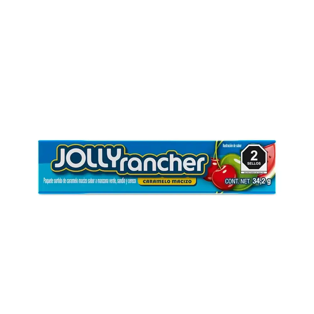 1pz Jolly rancher caramelo macizo sabor a manzana verde, cereza y sandia 32,2g / 528127