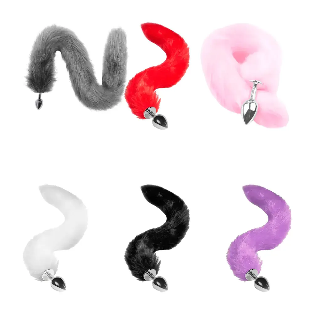 Plug anal metálico grande con diseño de cola de zorro, afelpado 40cm, variedad de colores / 23059